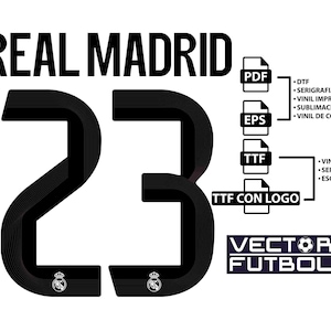 Font typography Vector Real Madrid season 2025-2026 4 files .eps .pdf .ttf with logo and .ttf without logo soccer