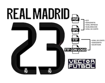 Font typography Vector Real Madrid season 2025-2026 4 files .eps .pdf .ttf with logo and .ttf without logo soccer