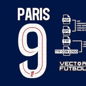 Font typography Vector Paris PSG Ligue season 2025-2026 4 files .eps .pdf .ttf with logo and .ttf without logo soccer