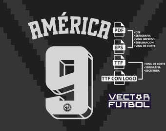 Font typeface vector Club America away kit Mexico 2026-2027 season 5 files .eps .pdf .ttf with logo and .ttf without logo soccer