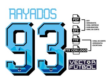Font typography Vector Rayados Monterrey Mexico season 2025-2026 4 files .eps .pdf .ttf with logo and .ttf without logo soccer