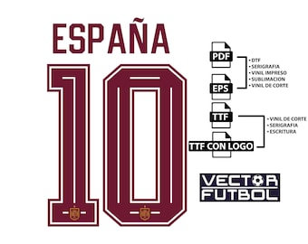 Font tipografía Vector España visitante WC mundial 2026 visitante 5 archivos .eps .pdf .ttf con logo y .ttf sin logo futbol socce
