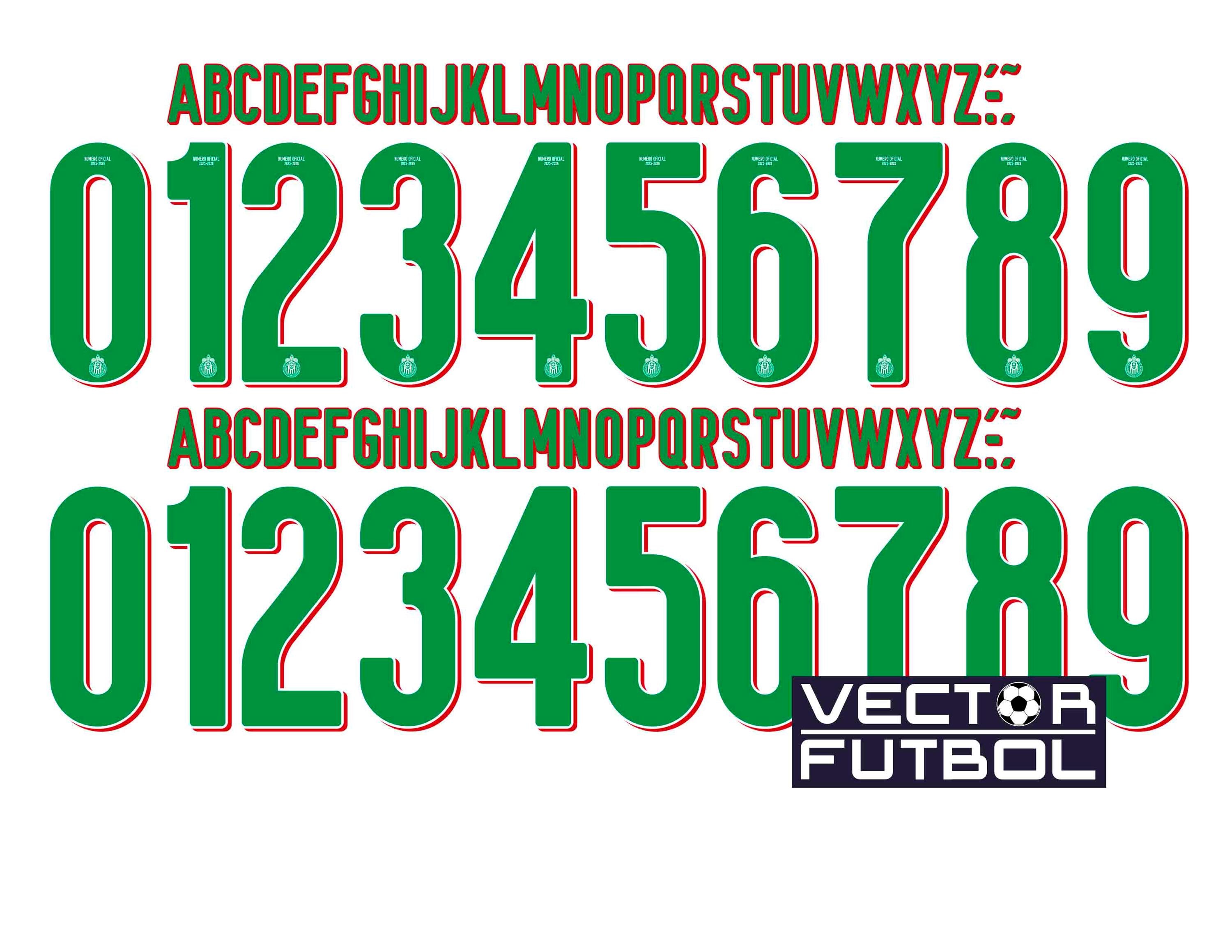 Font tipografía Vector Chivas Guadalajara México temporada 2025-2026 4 ...