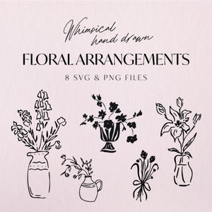 Images d'illustration de bouquet de fleurs dessinées à la main pour faire-part de mariage, shower de mariage, fiançailles et fêtes d'anniversaire