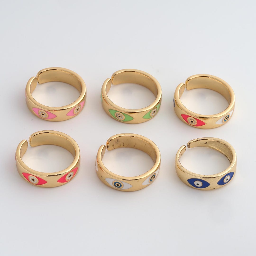 1 Pcs Gold Evil Eye Rings,18k Gold Filled Open Ring,eye Rings ...