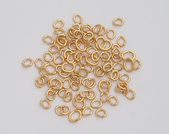 50 anillas abiertas rellenas de oro de 18 quilates, anillas ovaladas para hacer joyas DIY.