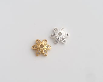 1 pcs Gold Bead Caps Pearl Bead Caps,18K Gold Filled Flower Bead Caps for DIY Jewelry Making Supply,10.2x2.7mm