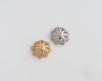 1 pcs Gold Bead Caps Pearl Bead Caps,18K Gold Filled Flower Bead Caps for DIY Jewelry Making Supply,11.3x3.5mm