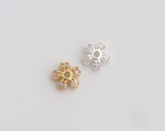 1 pcs Gold Bead Caps Pearl Bead Caps,18K Gold Filled Flower Bead Caps for DIY Jewelry Making Supply,10x3.6mm