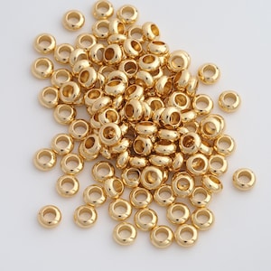 50 pcs 18K Gold Filled Wheel Beads,Round Flat Beads for DIY Jewelry Making Supply