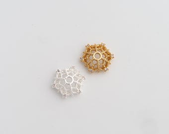 1 pcs Gold Bead Caps Pearl Bead Caps,18K Gold Filled Flower Bead Caps for DIY Jewelry Making Supply,12x3.5mm