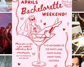 Editable Bachelorette Weekend Invitation | Welcome Sign | Itinerary Details | Digital Download | Fun & Retro Hen Party Invite Pack