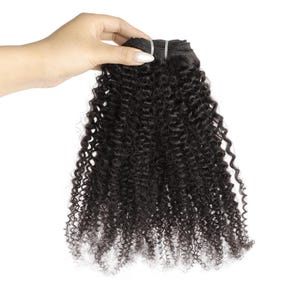 Afro Kinky Curly 4C Human Hair Weft Bundles | 100% Unprocessed Natural Hair Extensions for Black Women | 18 Inch Double Weft