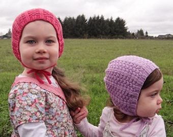 Lottie's Bonnet | pdf knitting pattern | fits newborns thru toddlers