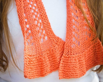 Summertime Scarfette - Lightweight Scarf - PDF knitting pattern - knitted fingering weight lace scarf