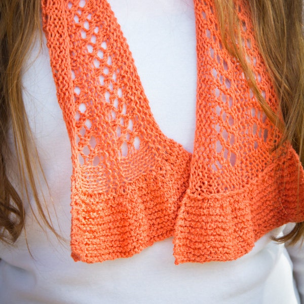 Summertime Scarfette - Lightweight Scarf - PDF knitting pattern - knitted fingering weight lace scarf