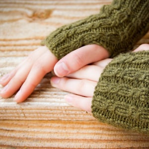 Cascades Cabled Mitts - PDF knitting pattern - knitted worsted weight wool cabled fingerless mitts - fingerless gloves