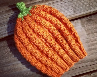 Pumpkin Patch Beanie - PDF knitting pattern - sizes for the entire family - worsted yarn - written instructions