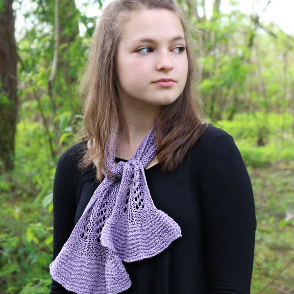 Summertime Scarfette - Lightweight Scarf - PDF knitting pattern - knitted fingering weight lace scarf