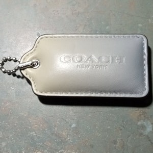 RARE! COACH Green Gray to Blue Gray Hombre Pillow Style Leather Fob Charm w/ Silver Toned Ball Chain.