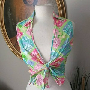 NOS WOT Lilly Pulitzer women&#39;s sarong wrap crop blouse. Size 6