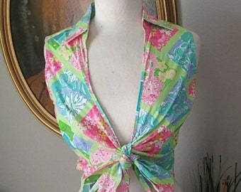 NOS WOT Lilly Pulitzer women's sarong wrap crop blouse. Size 6