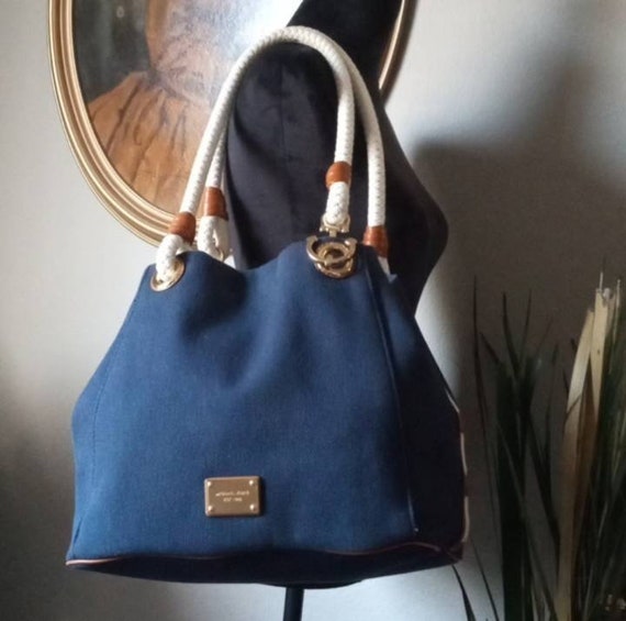 Michael Michael Kors - Navy Leather Bucket Shoulder Bag w/ Tassels