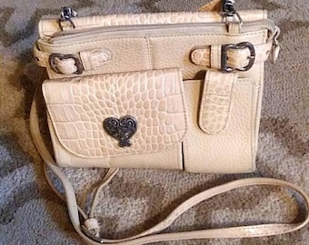 Vintage 1980's Authentic Brighton Signature Crossbody Organizer Wallet / Purse.