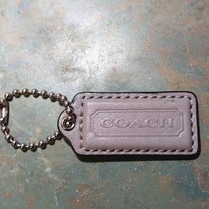 COACH Light Gray & Silver Tone Keychain / Hang Tag / Purse Fob.