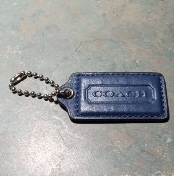 COACH Blue Leather Fob w/ Silver Toned Ball Chain Pur… - Gem