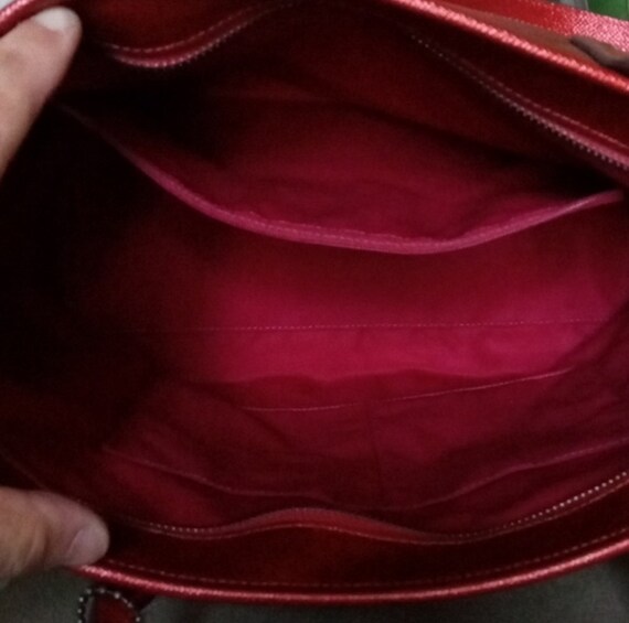 COACH 3pc Matching Large Red Metallic Tote, Walle… - image 6