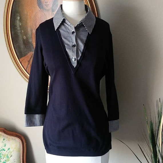 blouse with sweater attached