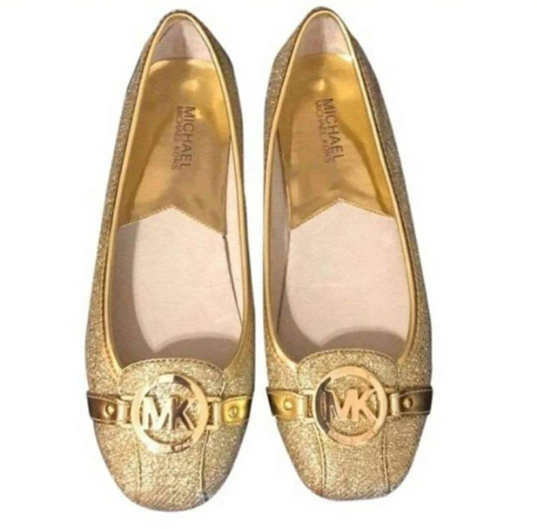 michael kors gold ballet flats