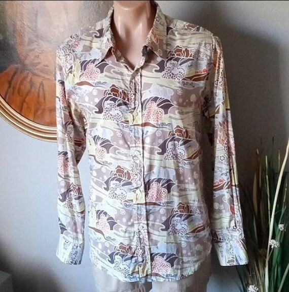 paul smith london dress shirt Vintage PAUL SMITH London Abstract Floral Design Dress Shirt. XL