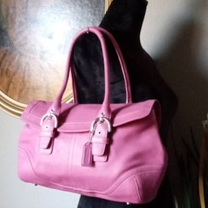COACH Pink Suede and Tan Monogram Bag