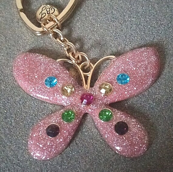 BETSEY JOHNSON Jeweled Butterfly Key Ring Fob Cli… - image 4