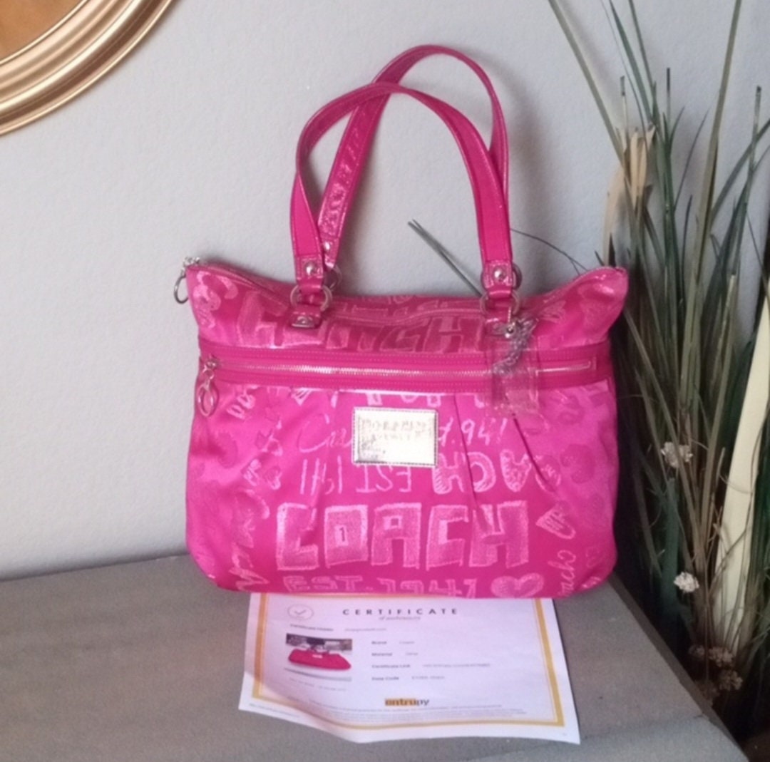 COACH Pink Poppy Large Satchel Shoulder Bag Purse. COA Etsy Australia