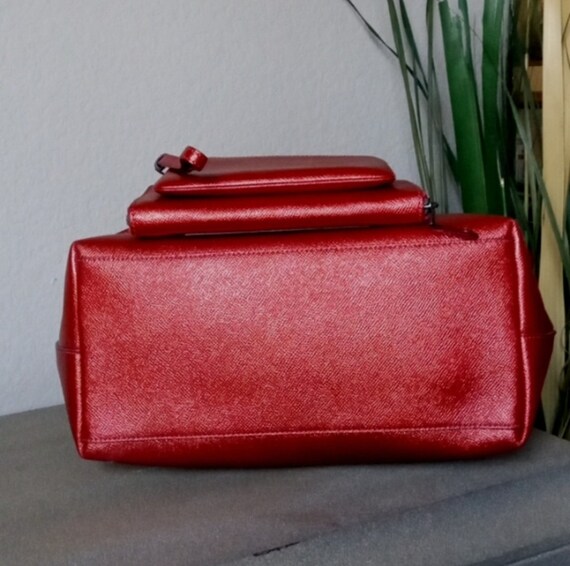 COACH 3pc Matching Large Red Metallic Tote, Walle… - image 5
