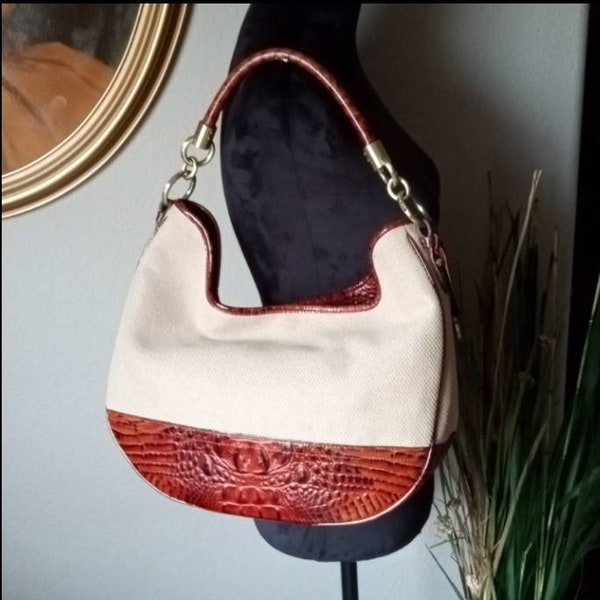 BRAHMIN Large " Duxbury " Pecan Harbor Hobo Shoulder Bag / Purse