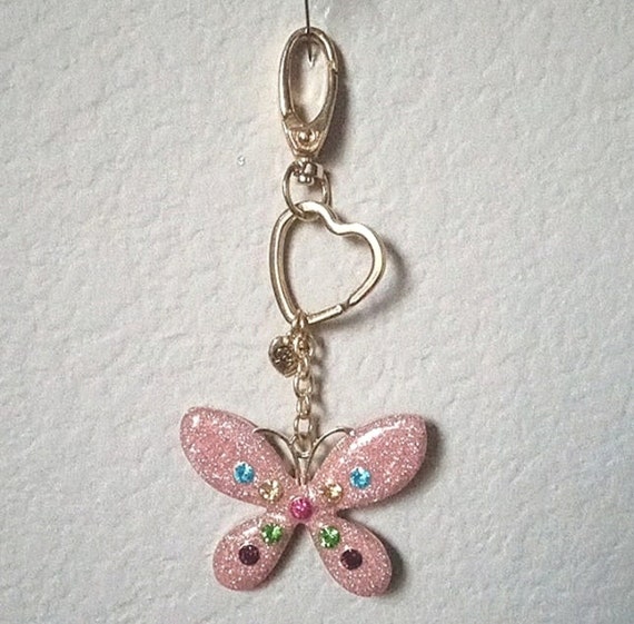 BETSEY JOHNSON Jeweled Butterfly Key Ring Fob Cli… - image 3