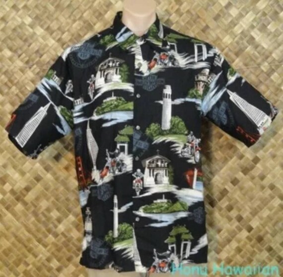 Tori Richard Hawaiian HARLEY DAVIDSON Shirt. M