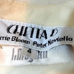 Vintage 1980s Chetta B / I MAGNIN Cream & Gold Sheath Dress MEDIUM image 4