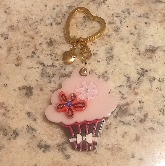 BETSEY JOHNSON Ice Cream Cone Mirror Keychain Pur… - image 1