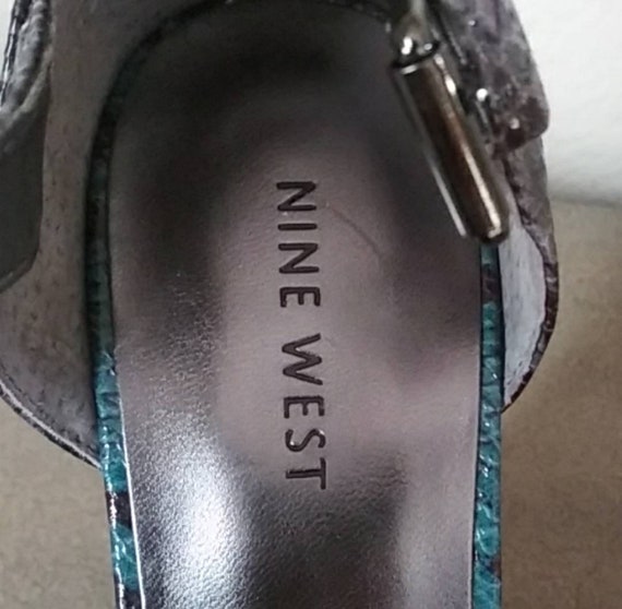 NINE WEST Gray Turquoise Faux Snake Heels. 8.5M - image 7