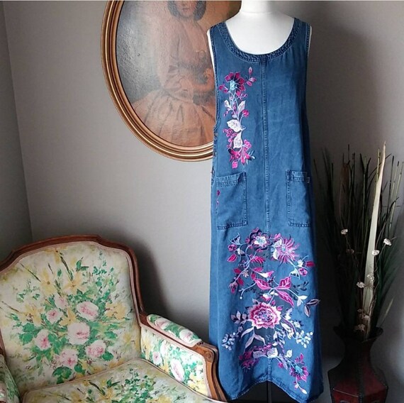 white christmas dresses Placket Dress Denim Western Floral | Hawaiian Dresses main image 1