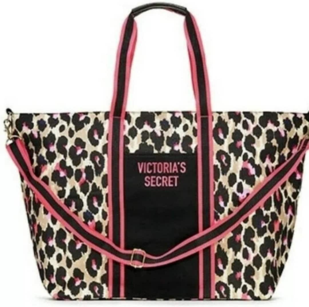 VICTORIA SECRET Pink and Black Leopard Print Weekender Bag 