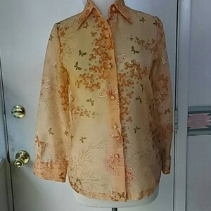 1970s Miss Shaheen organza blouse. Small