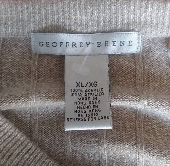 Geoffrey Beene mens Beige V Neck Sweater. XL - image 3
