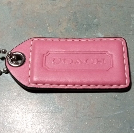 COACH Pink Leather 3 x 1.5 Purse Fob Hang Tag Charm. Etsy