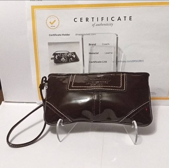 COACH Dark Brown Patent Leather Wristlet Purse. - image 1